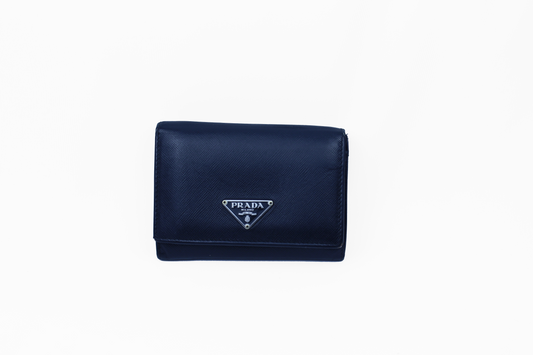 Prada Blue Saffiano Leather Wallet