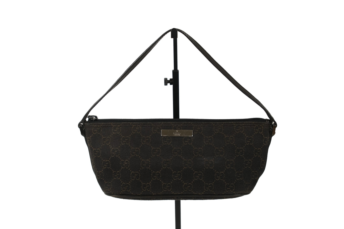 Reverse view of the Gucci Boat Pochette with shoulder strap
